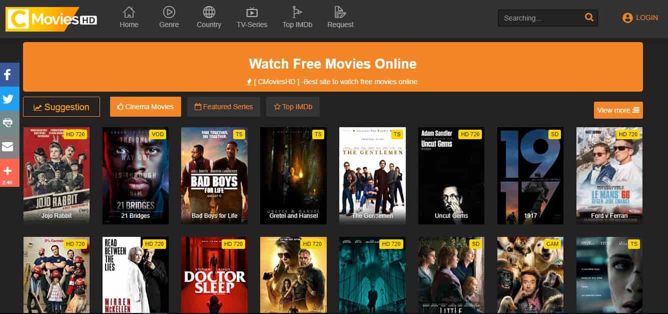 Cmovies is the best free streaming site on the internet with no signup