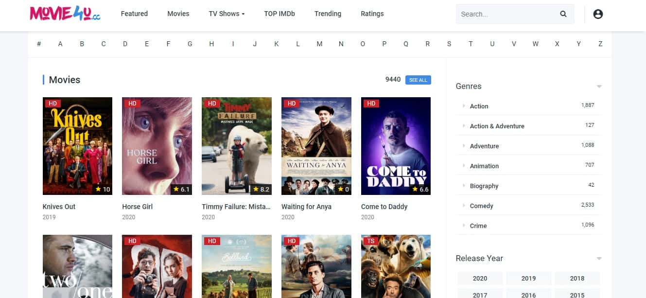 Movie4u - It's another best choice for those who want to watch free online HD movies