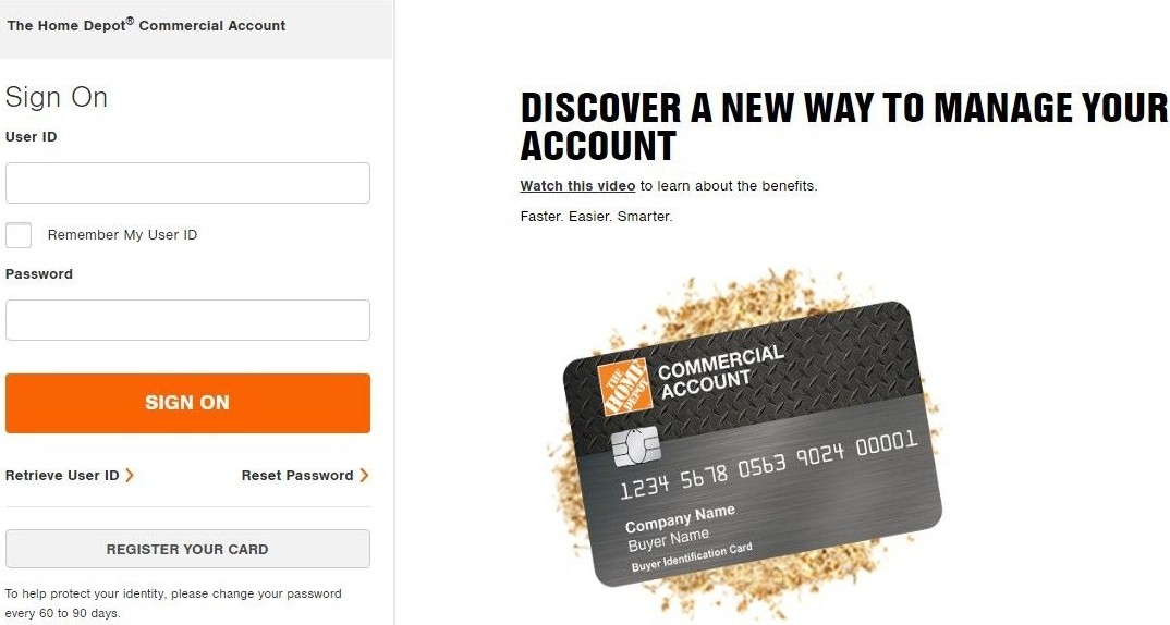 How To Login to Home Depot Commercial Account Card?