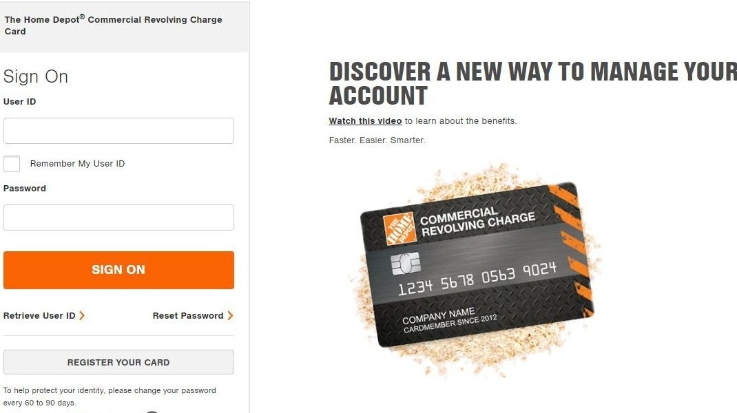 How To Login To Home Depot Commercial Revolving Card?