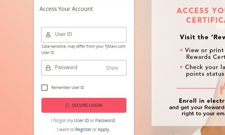How To Login To TJX Maxx Credit Card