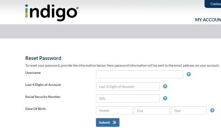 indigo card services login