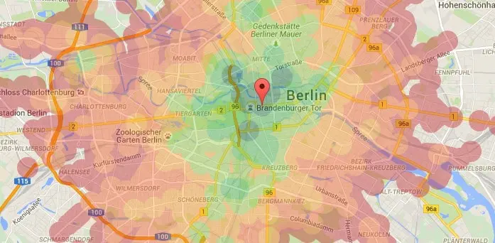 What is a distance radius map?