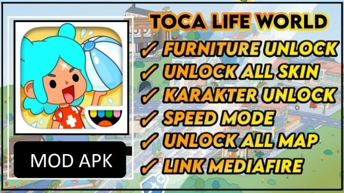 Download Toca Life World MOD APK Free Shopping, All Furniture Unlocked Latest Version 2022