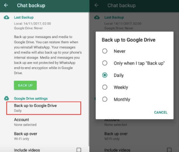Create Google Drive backup on your Android phone