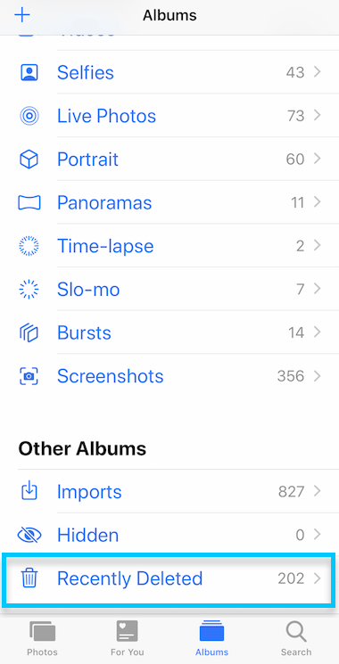 How to fix when Can't find the Recently Deleted album on my iPhone