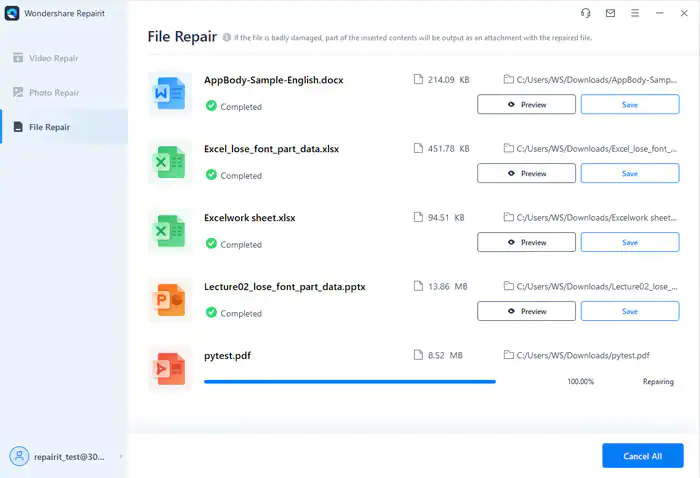 repair pdf documents with wondershare repairit