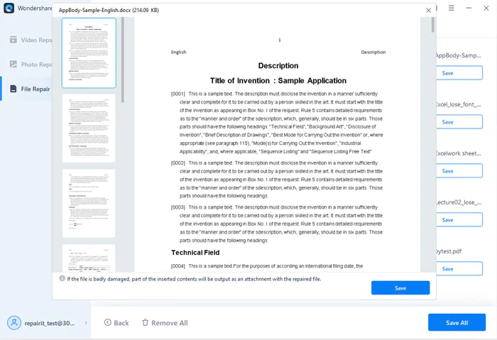 preview repaired pdfs with wondershare repairit