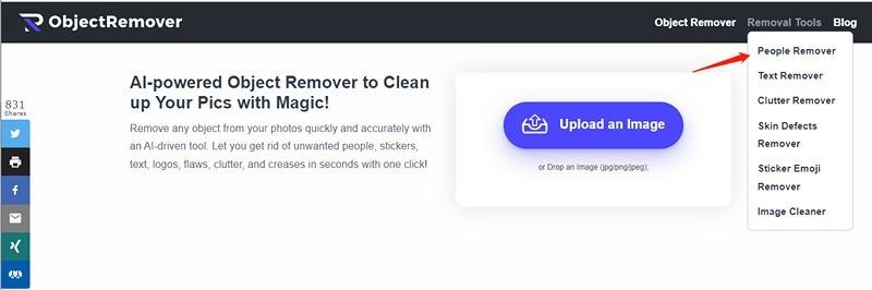 Step 1: Choose the People Remover Tool on Object Remover