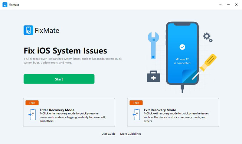 Step 2: Use a USB cable to connect your iPhone, iPad, or iPod touch to your computer. FixMate should recognize your device automatically. You will see your device's information displayed in the FixMate interface.