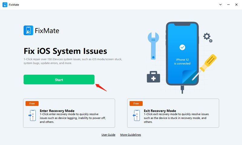 Click on the “Start” button on the FixMate’s interface to begin the repair process.