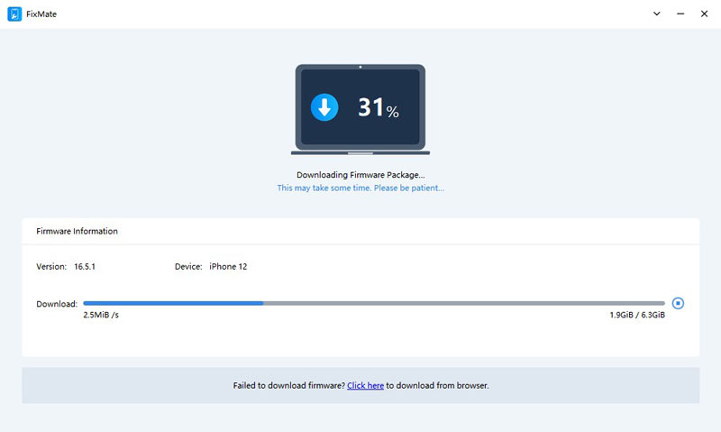 FixMate will ask you to download the appropriate firmware package for your iOS device.