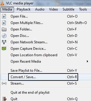 STEP 2: The "Media" menu is where you'll find the "Convert" and "Save" buttons.