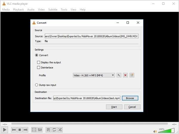 STEP 8: Click on “Start” and convert the video easily.