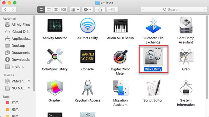 Firstly, launch Disk Utility on your Mac from Utilities or Applications.