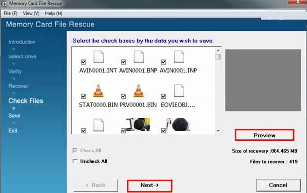 click the preview button to review