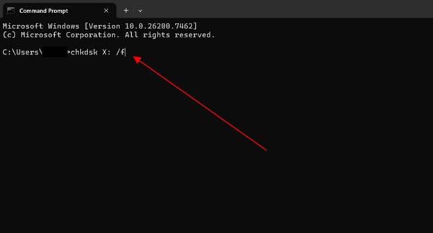 use chkdsk for file system check